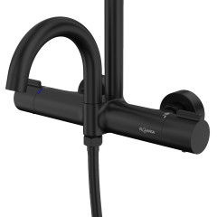 Высокая душевая система Elghansa 6747157-2X-Black с термостатом. Цвет Черный